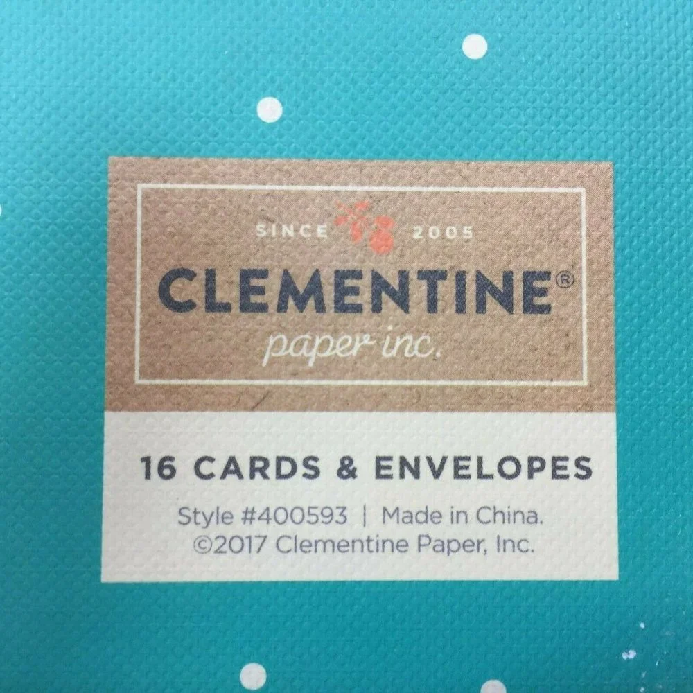 Clementine Paper 15 Thank You Pink Turquoise Notecards Envelopes Gold Confetti